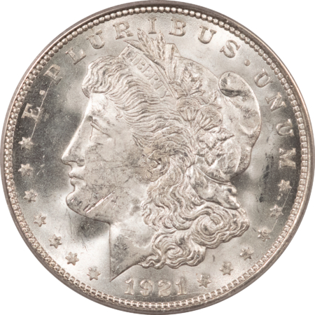 Dollars 1921-D $1 MORGAN DOLLAR – ICG MS-64+, PREMIUM QUALITY! SOLID COIN
