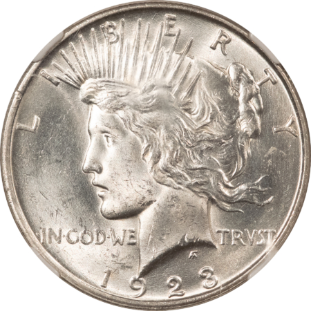 Dollars 1923-D $1 PEACE DOLLAR – NGC MS-62, BLAST WHITE, FULLY STRUCK!