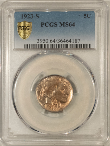 Buffalo Nickels 1923-S BUFFALO NICKEL – PCGS MS-64, LUSTROUS & PRETTY!