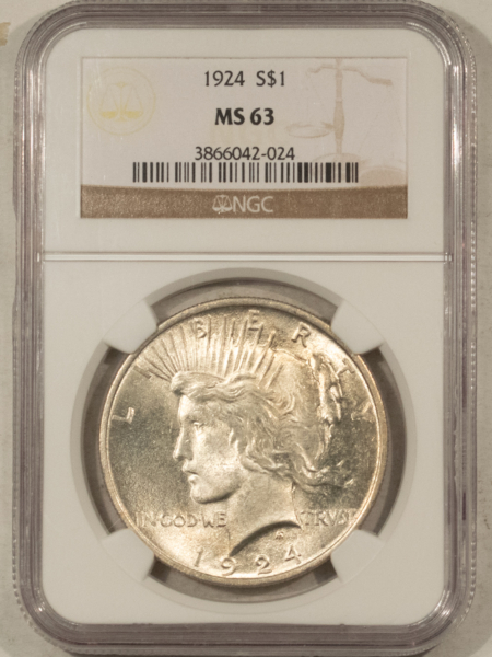 Dollars 1924 $1 PEACE DOLLAR – NGC MS-63
