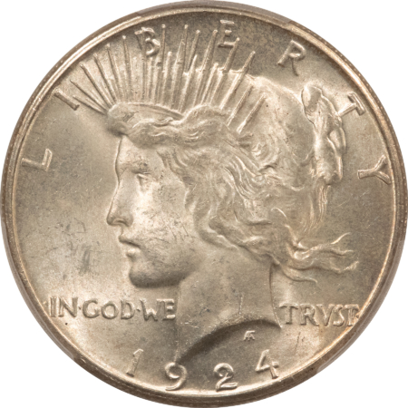 Dollars 1924-S $1 PEACE DOLLAR – PCGS MS-64 SATINY WHITE TOUGH DATE!
