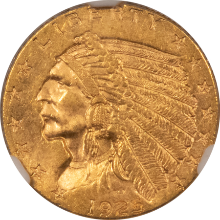 $2.50 1925-D $2.50 INDIAN GOLD QUARTER EAGLE – NGC MS-61