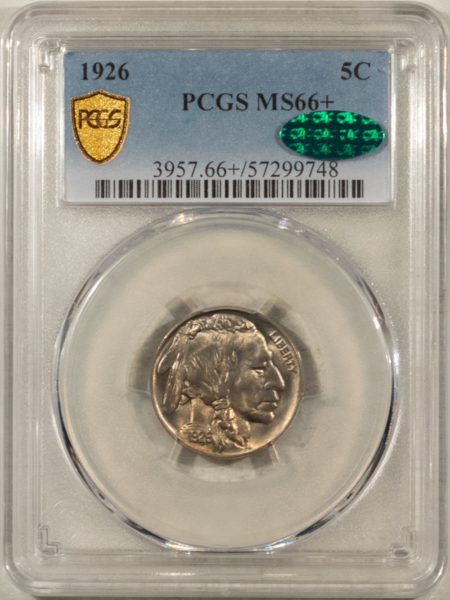 Buffalo Nickels 1926 BUFFALO NICKEL – PCGS MS-66+, CAC APPROVED, FRESH & PQ!
