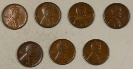 Lincoln Cents (Wheat) 1927 1927-D 1928 1928-D 1929 X3 LINCOLN CENTS, LOT/7 – HIGH GRADE NEARLY UNCIRC
