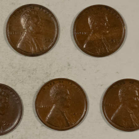 Lincoln Cents (Wheat) 1927 1927-D 1928 1928-D 1929 X3 LINCOLN CENTS, LOT/7 – HIGH GRADE NEARLY UNCIRC