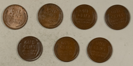 Lincoln Cents (Wheat) 1927 1927-D 1928 1928-D 1929 X3 LINCOLN CENTS, LOT/7 – HIGH GRADE NEARLY UNCIRC