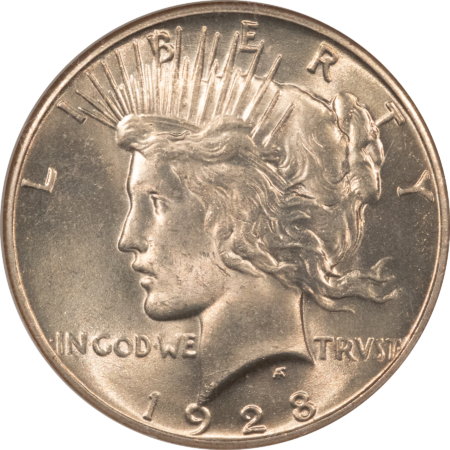CAC Approved Coins 1928 $1 PEACE DOLLAR – NGC MS-63, LUSTROUS WHITE, PERFECT! CAC APPROVED!