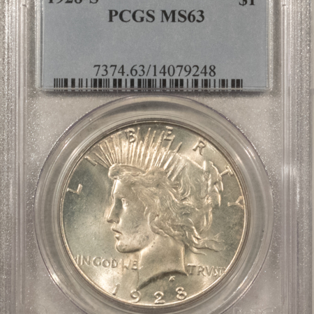 Dollars 1928-S $1 PEACE DOLLAR – PCGS MS-63, ORIGINAL WHITE! NICE!