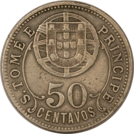 New Store Items 1929 ST THOMAS & PRINCE PORTUGAL COLONY 50 CENTAVOS KM#1 HIGH GRADE CIRC EXAMPLE