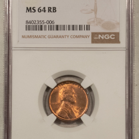 Lincoln Cents (Wheat) 1929-D LINCOLN CENT – NGC MS-64 RB, NEARLY FULL RED!