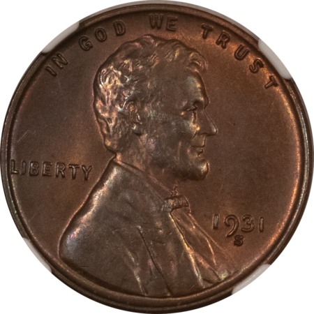 Lincoln Cents (Wheat) 1931-S LINCOLN CENT – NGC MS-63 BN, CHOICE & PRETTY! KEY-DATE!