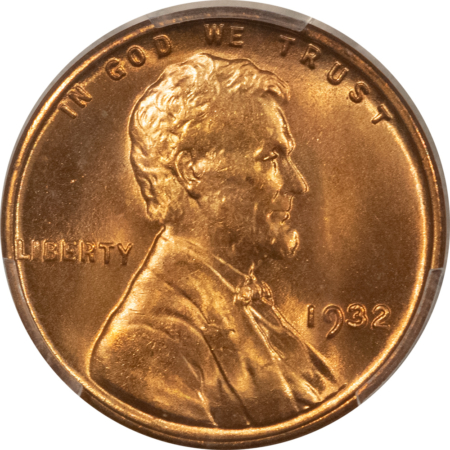 Lincoln Cents (Wheat) 1932 LINCOLN CENT – PCGS MS-66 RD, FIERY! PREMIUM QUALITY!