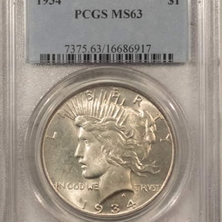 Dollars 1934 $1 PEACE DOLLAR – PCGS MS-63 WHITE & CHOICE!
