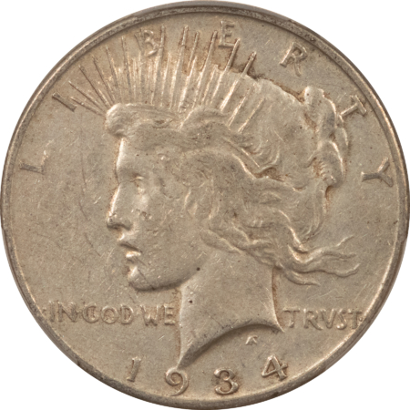 Dollars 1934-S $1 PEACE DOLLAR – PCGS XF-40, NICE ORIGINAL KEY-DATE!