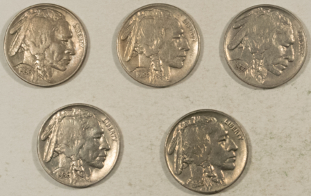 Buffalo Nickels 1935 1936 X2 1936-S 1937 BUFFALO NICKELS LOT/5 HIGH GRADE NEAR UNC LOOKS CHOICE!
