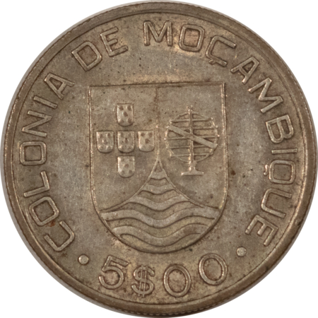 New Store Items 1935 MOZAMBIQUE PORTUGUESE 5 ESCUDOS SILVER, KM#62 – HIGH GRADE EXAMPLE! SCARCE!