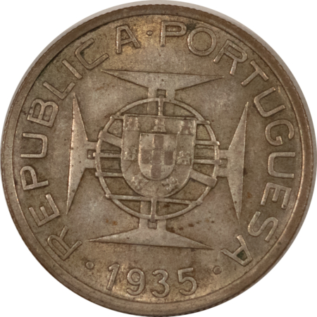 New Store Items 1935 MOZAMBIQUE PORTUGUESE 5 ESCUDOS SILVER, KM#62 – HIGH GRADE EXAMPLE! SCARCE!