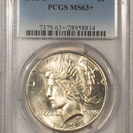 Dollars 1935-S $1 PEACE DOLLAR – PCGS MS-63+, PREMIUM QUALITY!