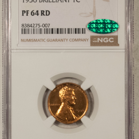 CAC Approved Coins 1936 BRILLIANT PROOF LINCOLN CENT – NGC PF-64 RD, CAC APPROVED, FULLY RED!