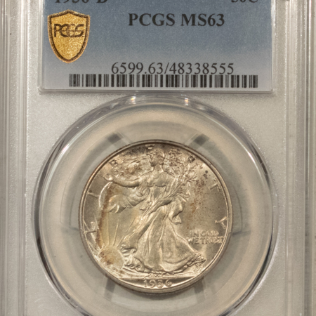 Half Dollars 1936-D WALKING LIBERTY HALF DOLLAR – PCGS MS-63, CHOICE ORIGINAL!