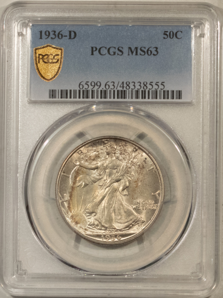 Half Dollars 1936-D WALKING LIBERTY HALF DOLLAR – PCGS MS-63, CHOICE ORIGINAL!
