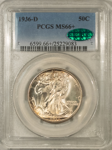 CAC Approved Coins 1936-D WALKING LIBERTY HALF DOLLAR – PCGS MS-66+, PREMIUM QUALITY, CAC APPROVED!