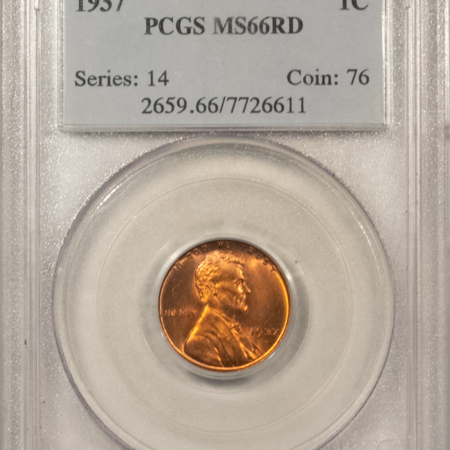 Lincoln Cents (Wheat) 1937 LINCOLN CENT – PGS MS-66 RD, NICE & ATTRACTIVE