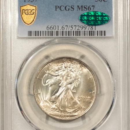 CAC Approved Coins 1937 WALKING LIBERTY HALF DOLLAR – PCGS MS-67, CAC APPROVED, FRESH & SUPERB!