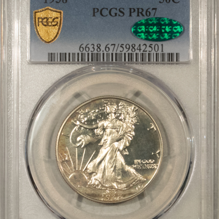 CAC Approved Coins 1938 PROOF WALKING LIBERTY HALF DOLLAR – PCGS PR-67, CAC APPROVED! SIMPLY LOVELY