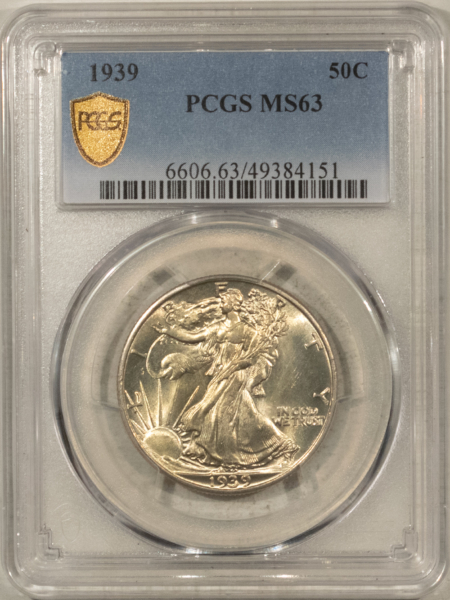 Half Dollars 1939 WALKING LIBERTY HALF DOLLAR – PCGS MS-63 FLASHY & CHOICE!