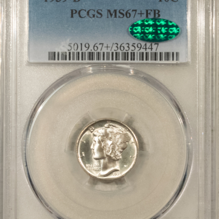 CAC Approved Coins 1939-D MERCURY DIME – PCGS MS-67+ FB, PRISTINE! CAC APPROVED!