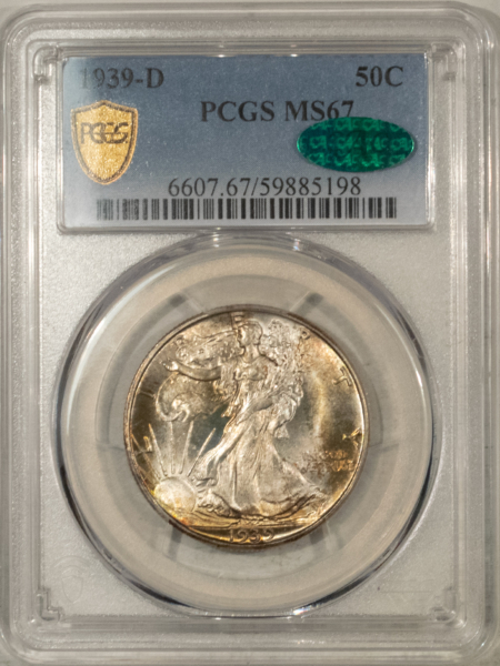 CAC Approved Coins 1939-D WALKING LIBERTY HALF DOLLAR – PCGS MS-67, PREMIUM QUALITY & CAC APPROVED!