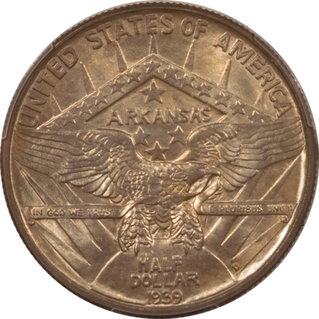 CAC Approved Coins 1939-D ARKANSAS COMMEMORATIVE HALF DOLLAR PCGS MS-66+ LOOKS 67 PQ, CAC APPROVED!