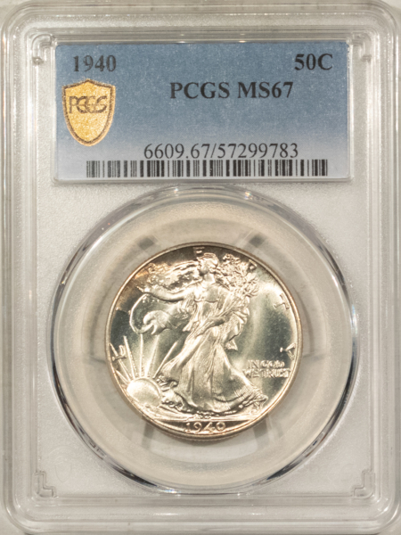 Half Dollars 1940 WALKING LIBERTY HALF DOLLAR – PCGS MS-67 LUSTROUS & SUPERB!