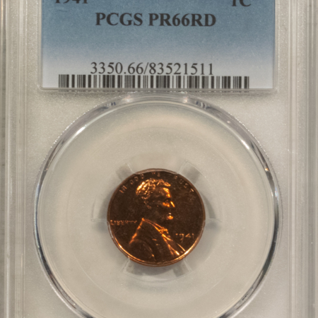 Lincoln Cents (Wheat) 1941 PROOF LINCOLN CENT – PCGS PR-66 RD, SUPERB!