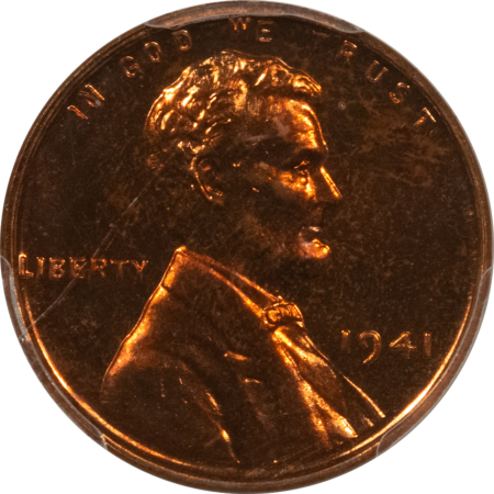 Lincoln Cents (Wheat) 1941 PROOF LINCOLN CENT – PCGS PR-66 RD, SUPERB!
