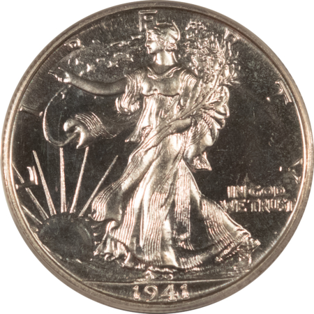 Half Dollars 1941 PROOF WALKING LIBERTY HALF DOLLAR – ANACS PF-64, WHITE & LOOKS GEM, PQ!