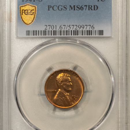 Lincoln Cents (Wheat) 1941-S LINCOLN CENT – PCGS MS-67 RD, SUPERB!