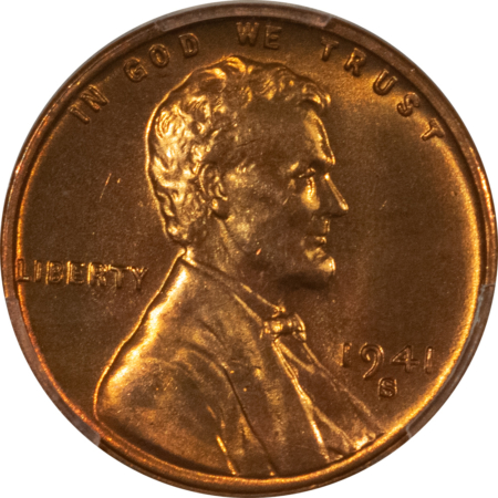 Lincoln Cents (Wheat) 1941-S LINCOLN CENT – PCGS MS-67 RD, SUPERB!