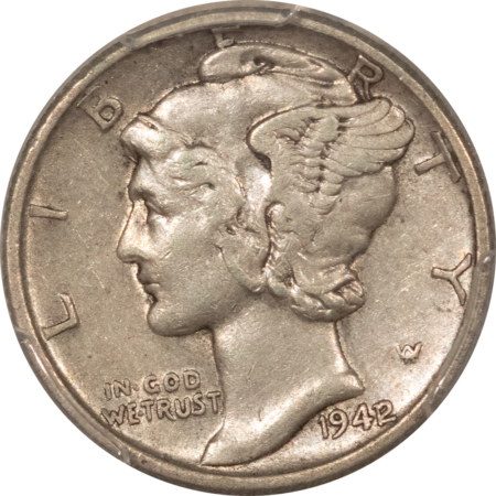 Dimes 1942/1 MERCURY DIME – PCGS XF-45, NICE PLEASING KEY-DATE!