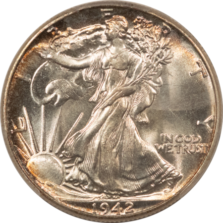 Half Dollars 1942 WALKING LIBERTY HALF DOLLAR – PCGS MS-66+, PREMIUM QUALITY!