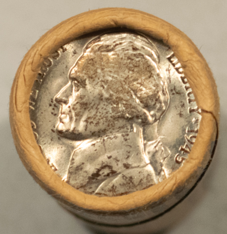 Coin Rolls 1945-P JEFFERSON SILVER WAR NICKELS – VINTAGE 40 COIN BU ROLL, IN VINTAGE WRAP