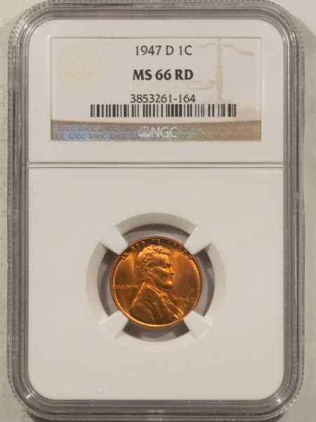Lincoln Cents (Wheat) 1947-D LINCOLN CENT – NGC MS-66 RD