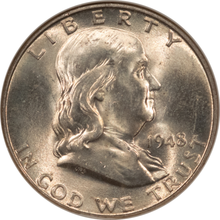 Franklin Halves 1948-D FRANKLIN HALF DOLLAR – NGC MS-64 FBL SATINY WHITE