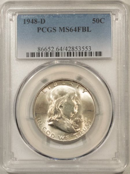 Franklin Halves 1948-D FRANKLIN HALF DOLLAR – PCGS MS-64 FBL