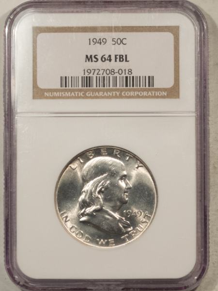 Franklin Halves 1949 FRANKLIN HALF DOLLAR – NGC MS-64 FBL BLAST WHITE