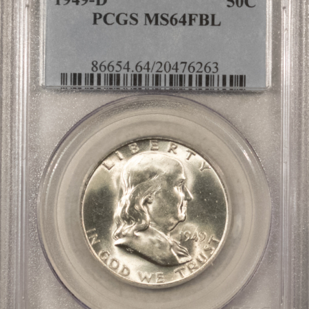Franklin Halves 1949-D FRANKLIN HALF DOLLAR – PCGS MS-64 FBL