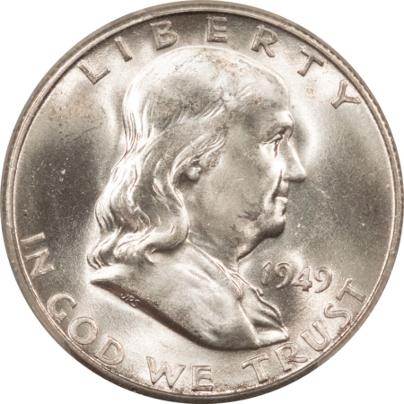 Franklin Halves 1949-S FRANKLIN HALF DOLLAR – PCGS MS-64 FBL, PREMIUM QUALITY! TOUGH!