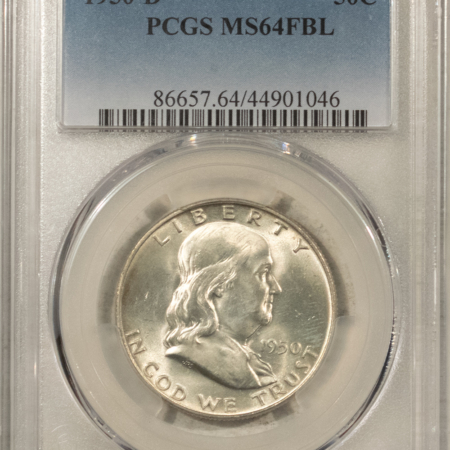 Franklin Halves 1950-D FRANKLIN HALF DOLLAR – PCGS MS-64 FBL, CREAMY ORIGINAL WHITE