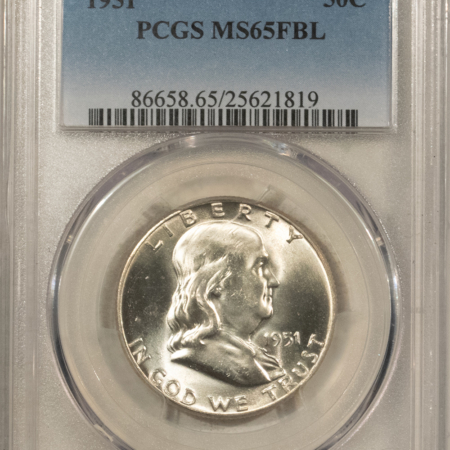 Franklin Halves 1951 FRANKLIN HALF DOLLAR – PCGS MS-65 FBL, PREMIUM QUALITY!